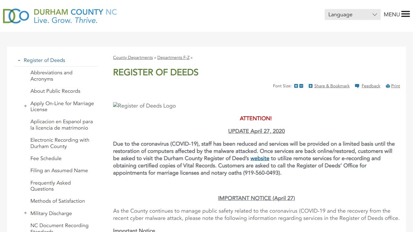 Register of Deeds | Durham County