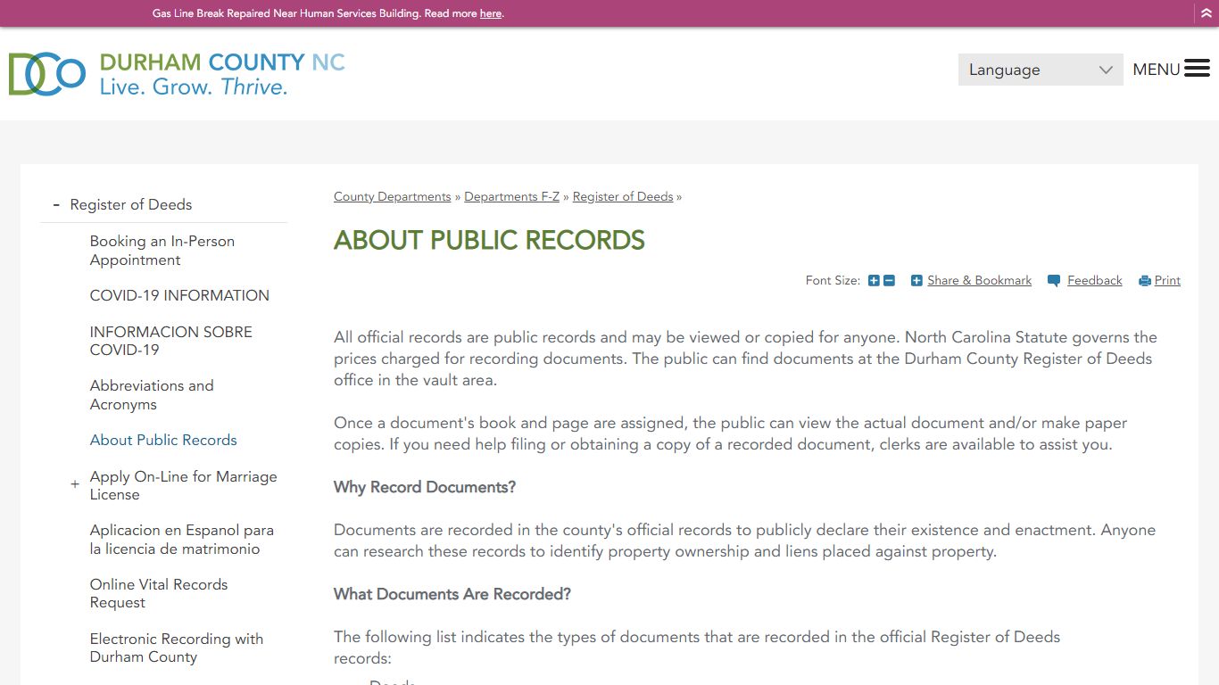 About Public Records | Durham County - DCONC